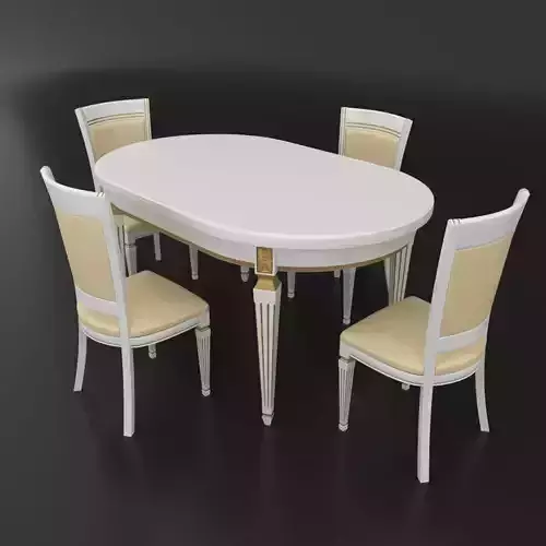 Dining set of classical design Nike Avorio table and chairs 3D model Dining set of classical design Nike Avorio table and chairs 3D model