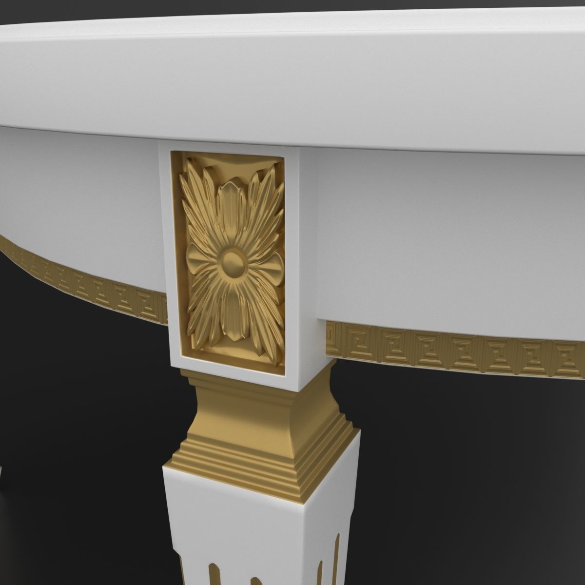 Dining set of classical design Nike Avorio table and chairs 3D model_3