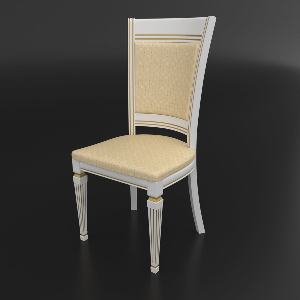 Dining set of classical design Nike Avorio table and chairs 3D model_4