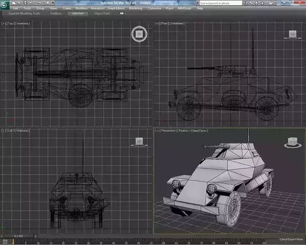 sd kfz 222 armored vehicles Low-poly 3D model