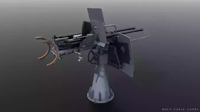 German 20mm FLAK 38 Low-poly 3D model