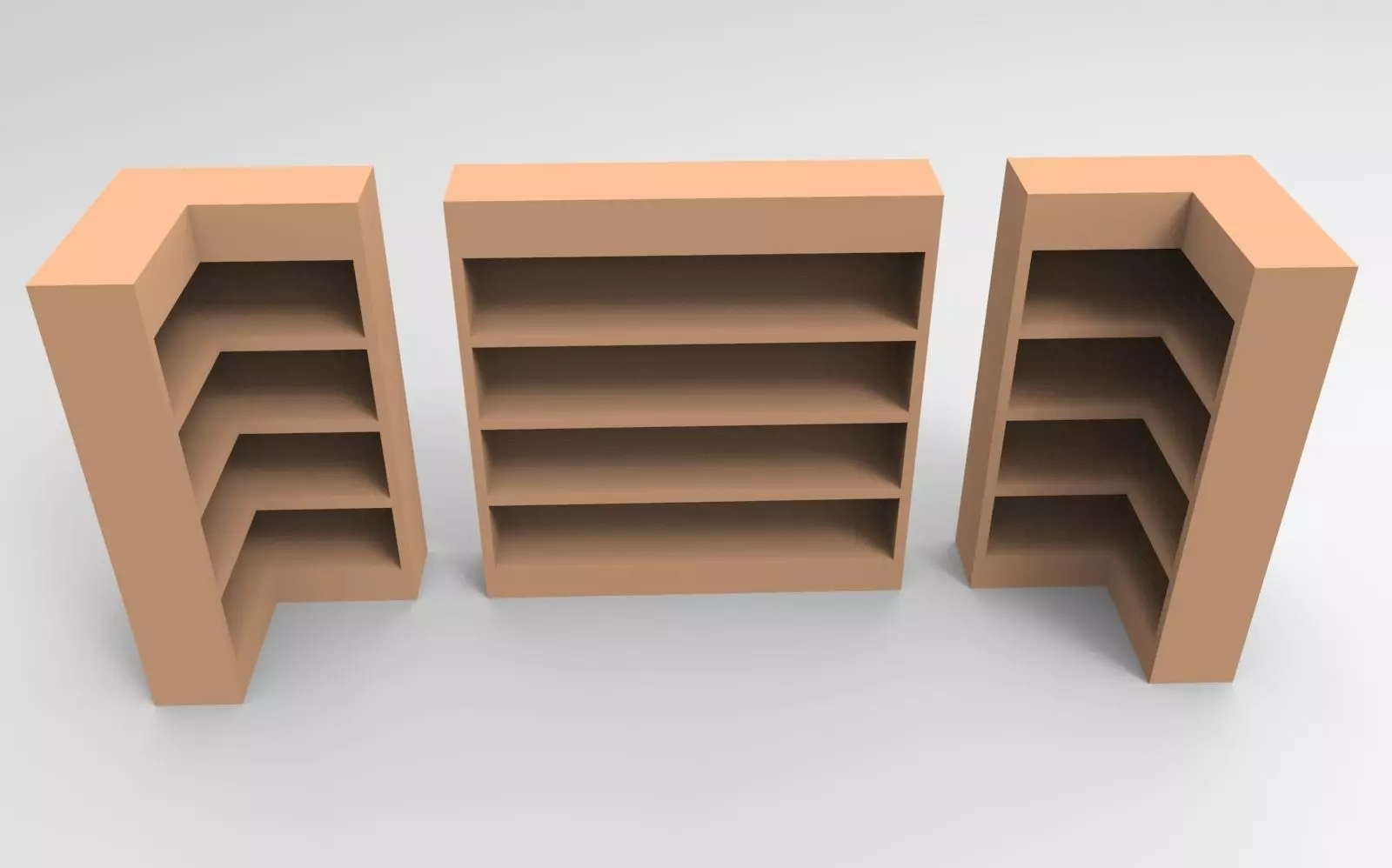 Bookshelf three bookshelves Free low-poly 3D model_0