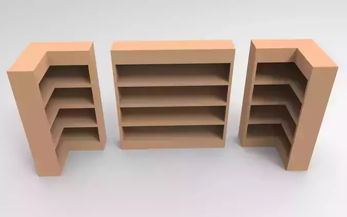 Bookshelf three bookshelves Free low-poly 3D model Bookshelf three bookshelves Free low-poly 3D model