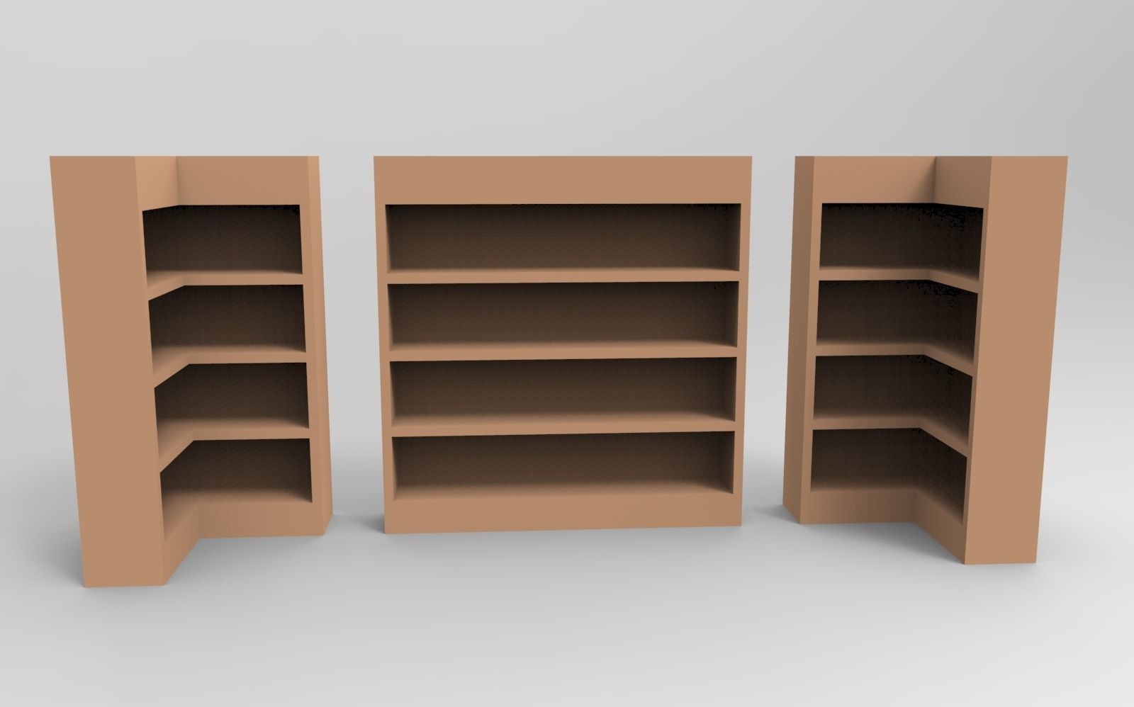 Bookshelf three bookshelves Free low-poly 3D model_1