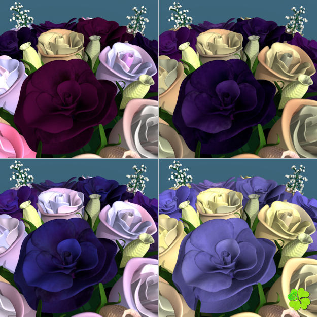 Bridal bouquet of lisianthus and roses multicolor 3D model_14