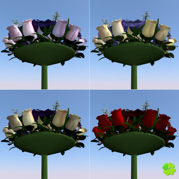 Bridal bouquet of lisianthus and roses multicolor 3D model_23