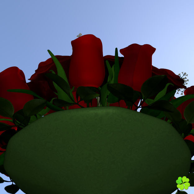 Bridal bouquet of lisianthus and roses multicolor 3D model_32