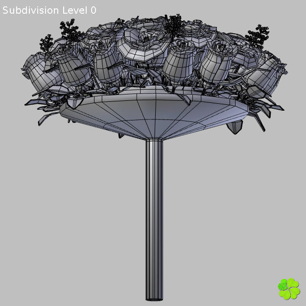 Bridal bouquet of lisianthus and roses multicolor 3D model_54