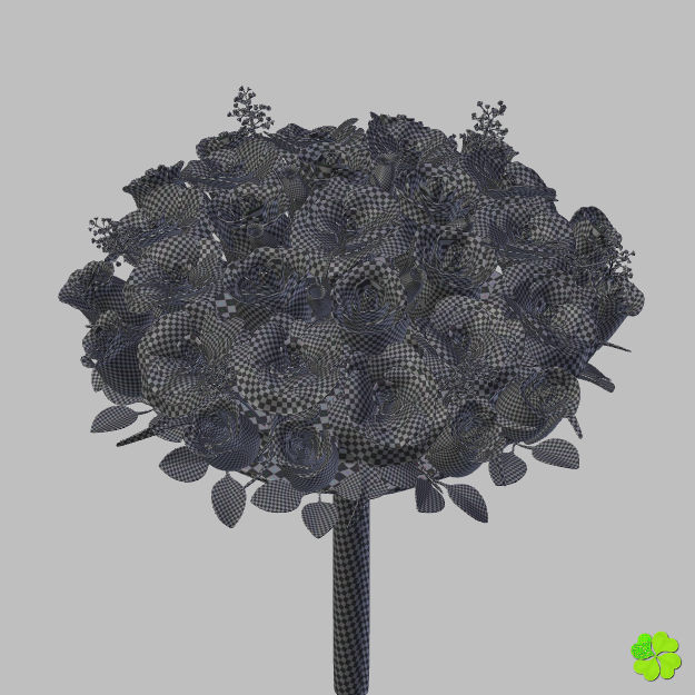 Bridal bouquet of lisianthus and roses multicolor 3D model_58