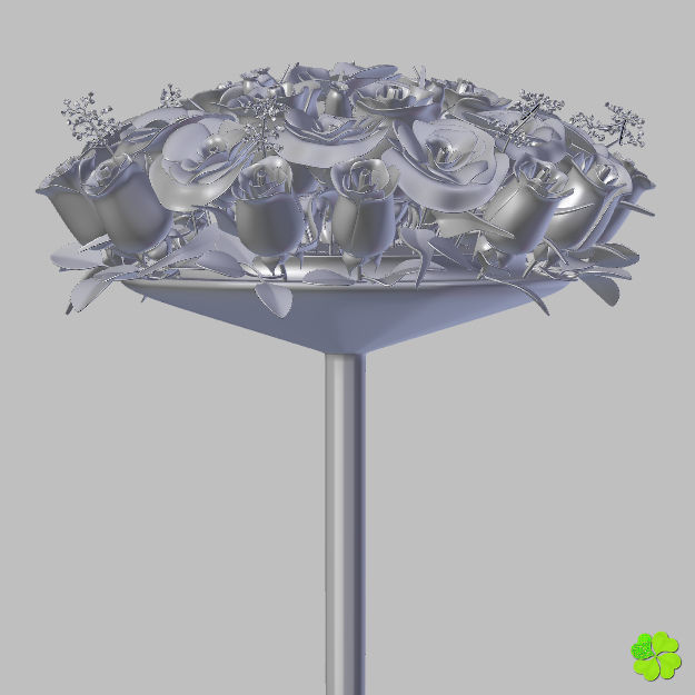 Bridal bouquet of lisianthus and roses multicolor 3D model_56