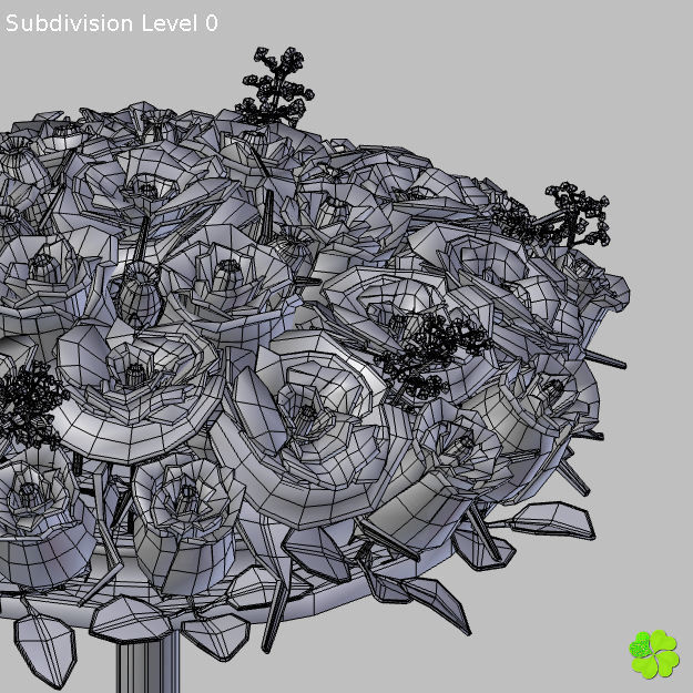 Bridal bouquet of lisianthus and roses multicolor 3D model_48