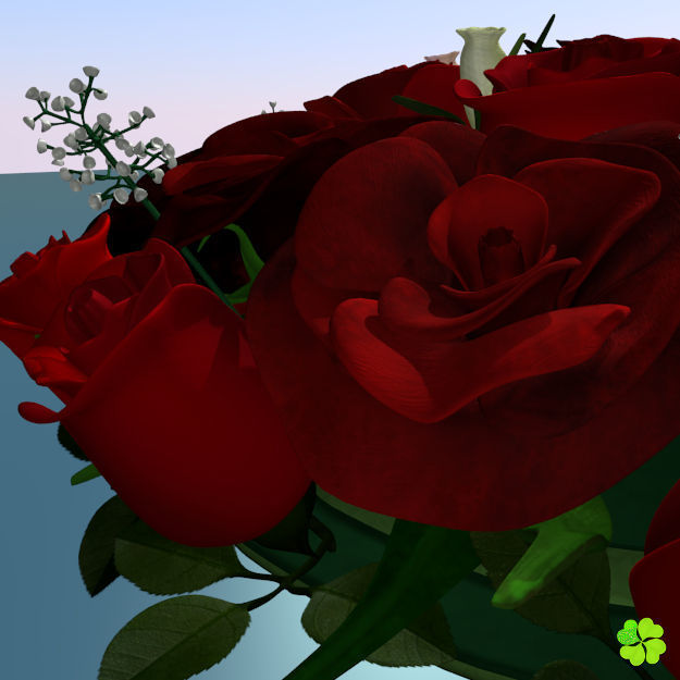 Bridal bouquet of lisianthus and roses multicolor 3D model_24