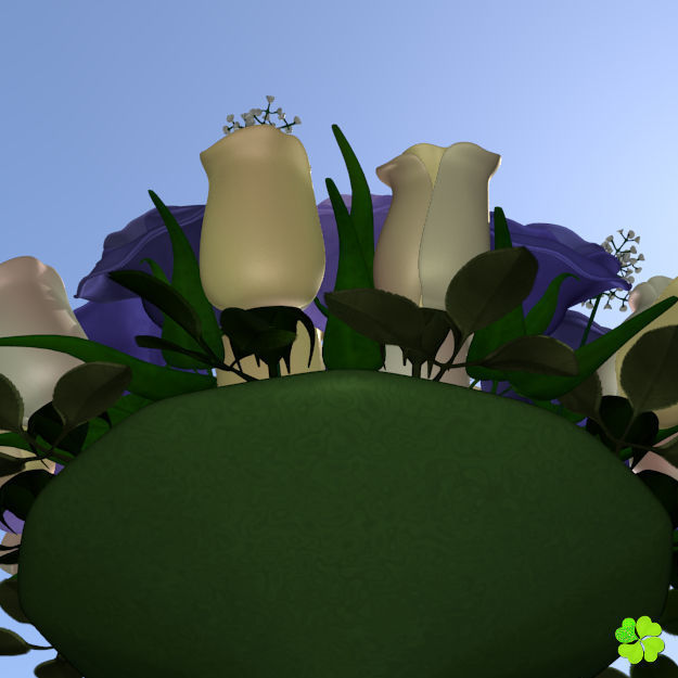 Bridal bouquet of lisianthus and roses multicolor 3D model_42