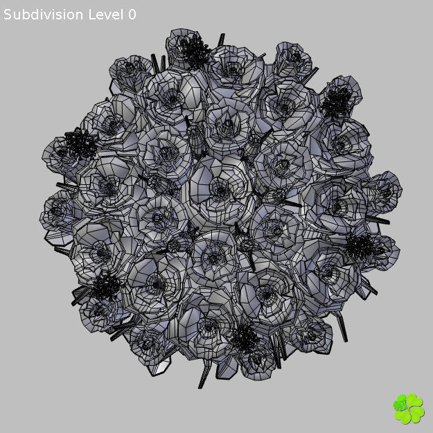 Bridal bouquet of lisianthus and roses multicolor 3D model_50