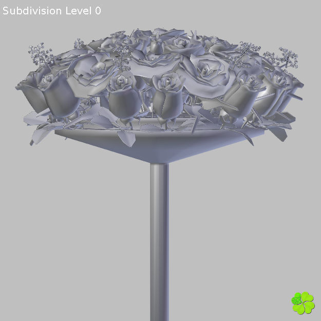 Bridal bouquet of lisianthus and roses multicolor 3D model_57