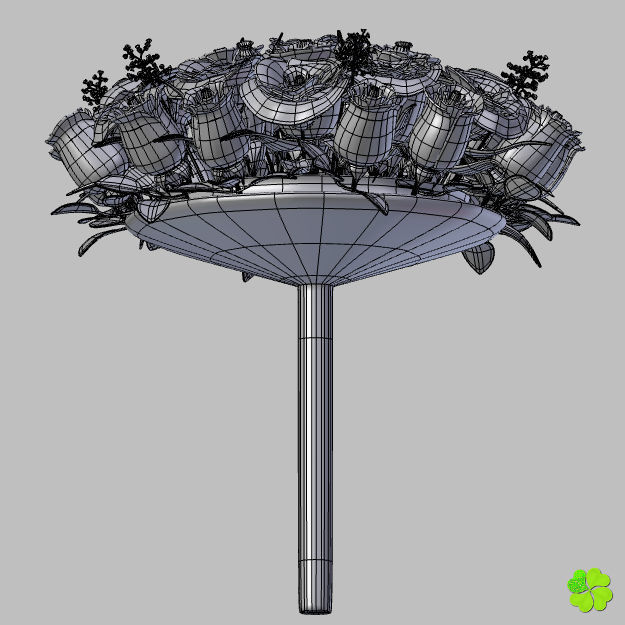 Bridal bouquet of lisianthus and roses multicolor 3D model_53