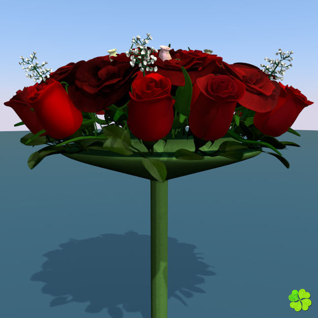 Bridal bouquet of lisianthus and roses multicolor 3D model_29