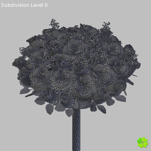 Bridal bouquet of lisianthus and roses multicolor 3D model_59