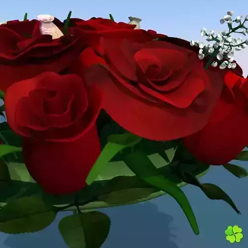 Bridal bouquet of lisianthus and roses multicolor 3D model