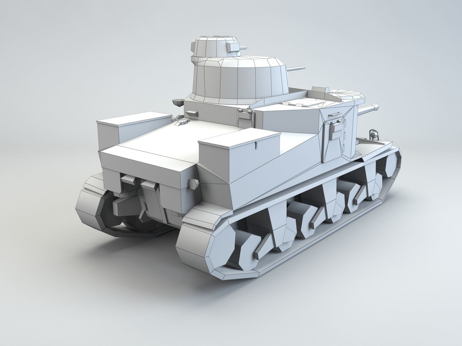 Low Poly M3 Lee medium tank Low-poly 3D model_7