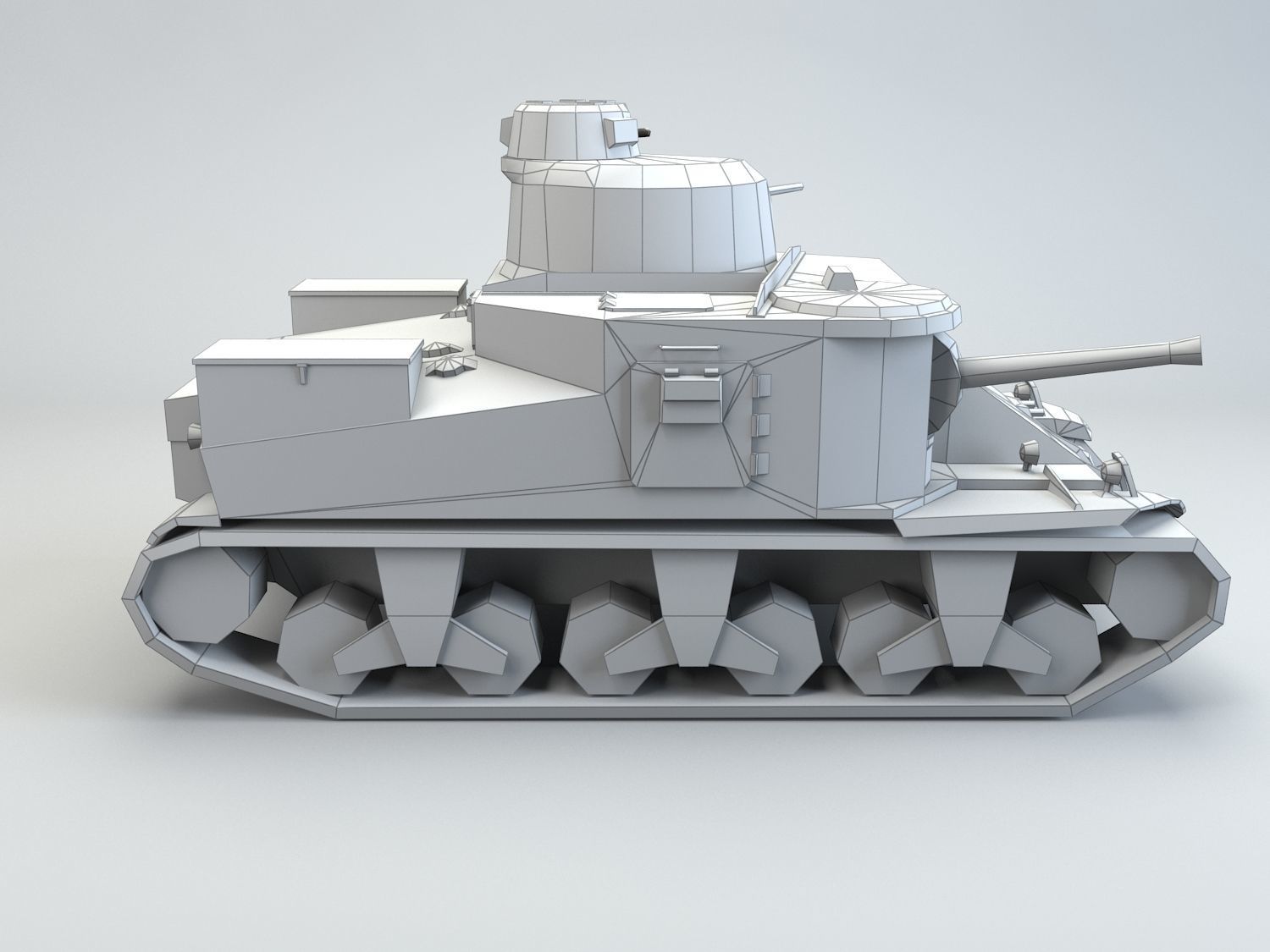 Low Poly M3 Lee medium tank Low-poly 3D model_5