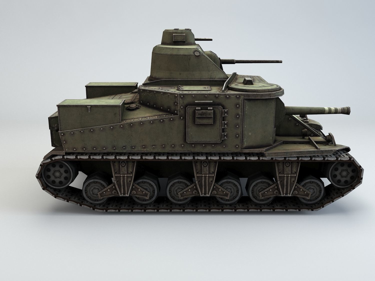Low Poly M3 Lee medium tank Low-poly 3D model_4