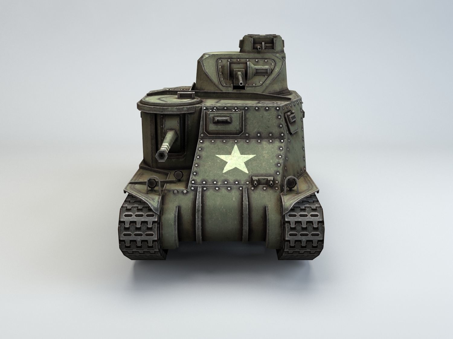 Low Poly M3 Lee medium tank Low-poly 3D model_2
