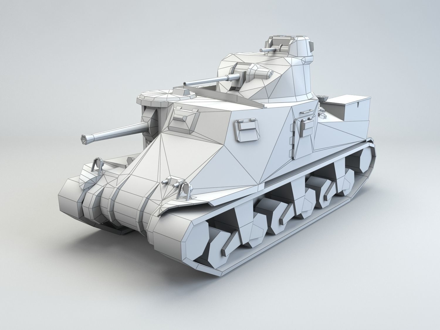 Low Poly M3 Lee medium tank Low-poly 3D model_9