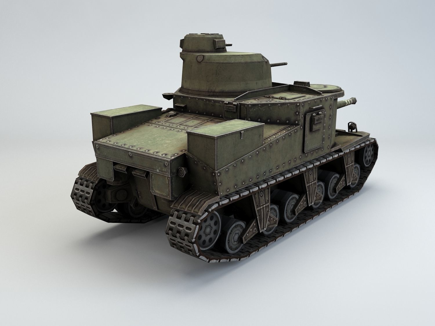 Low Poly M3 Lee medium tank Low-poly 3D model_6