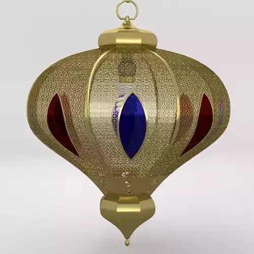 Arabic stained glass brass lamp