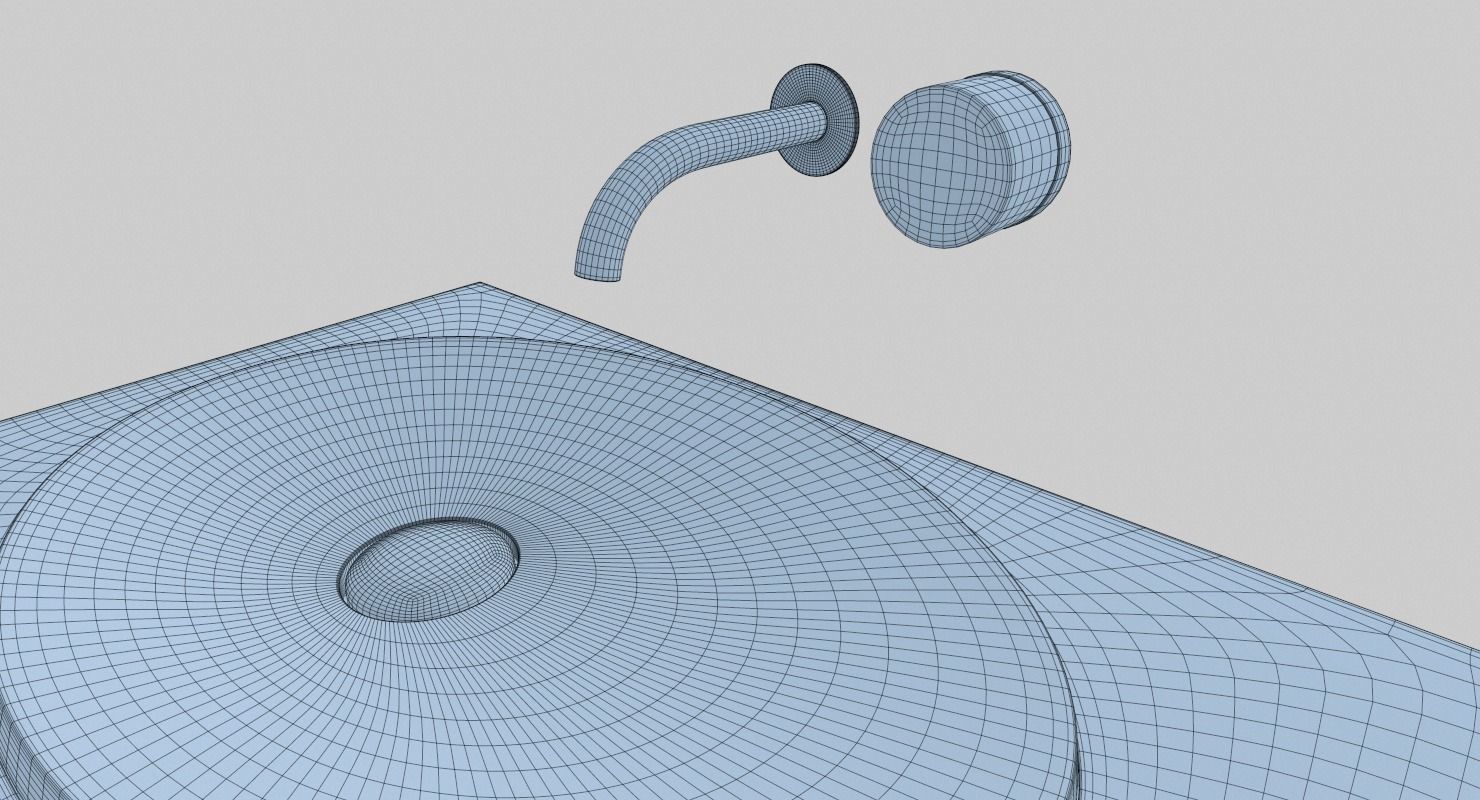 Grey Sink Set 3D model_11