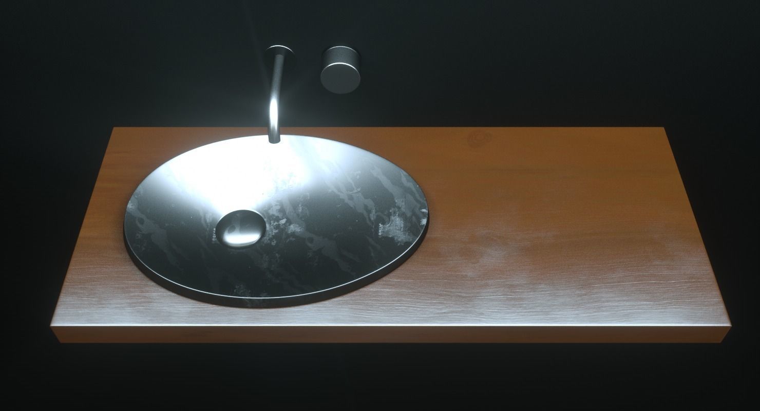 Grey Sink Set 3D model_1