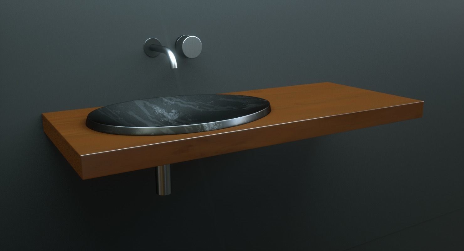 Grey Sink Set 3D model_2