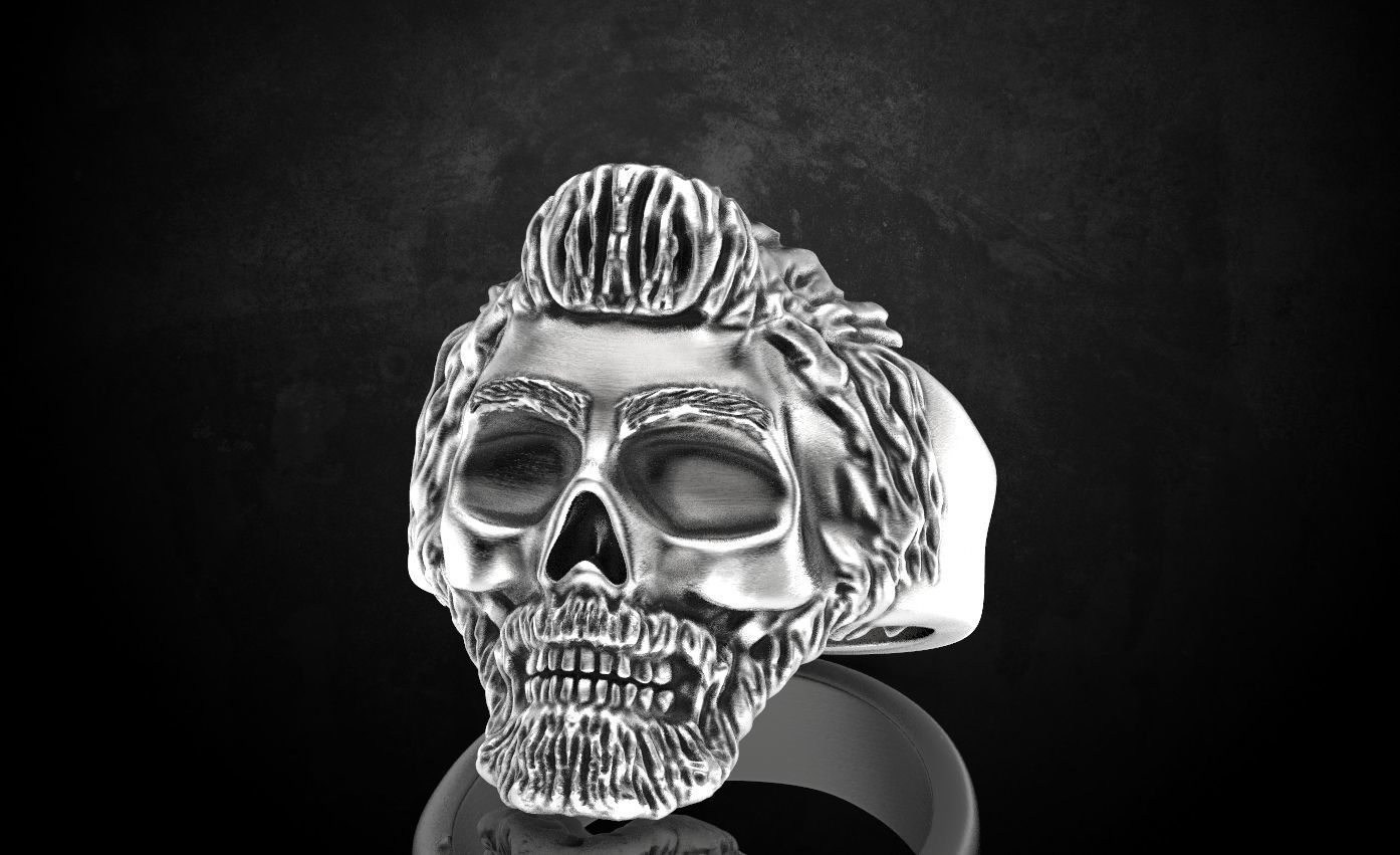 Ring skull with glasses and without fit for bikers 316 3D print model_12