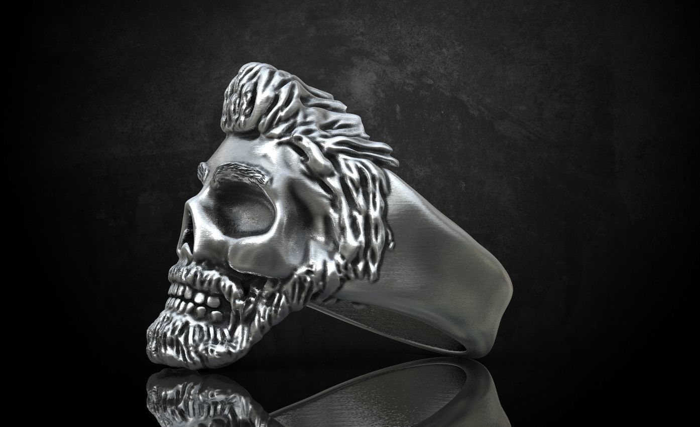 Ring skull with glasses and without fit for bikers 316 3D print model_13