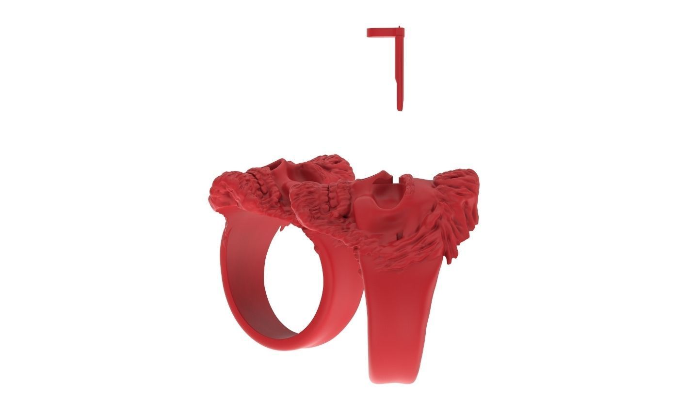 Ring skull with glasses and without fit for bikers 316 3D print model_17