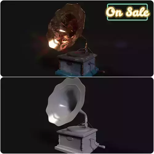 Old Gramophone Low-poly 3D model