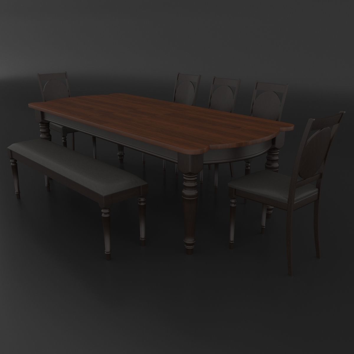 Dining set of classic design Mebel sky fiorenca table and chairs 3D model_1