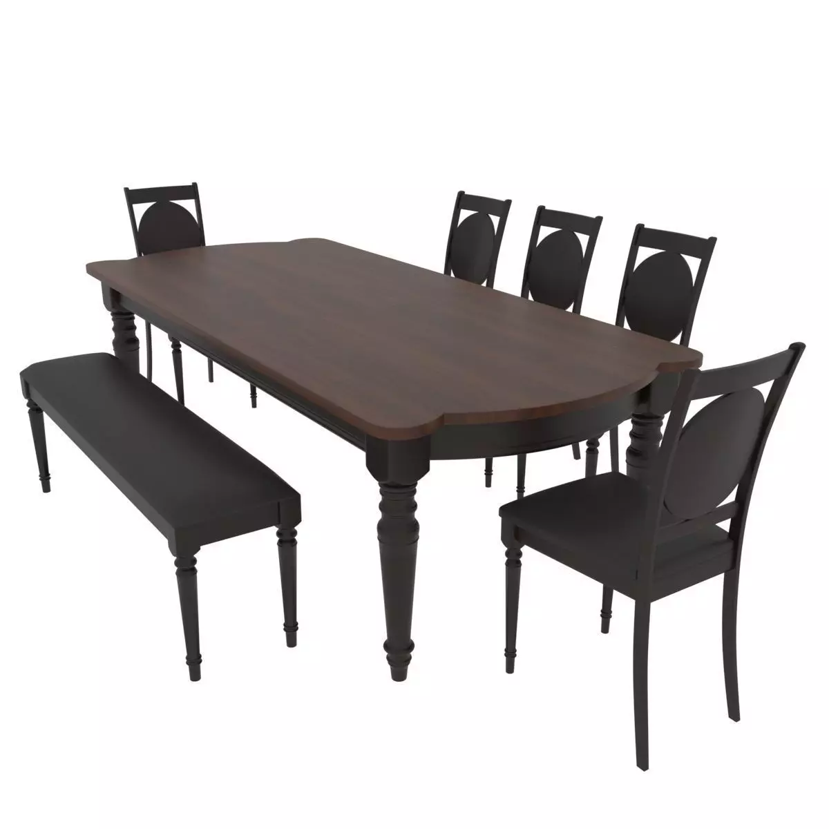 Dining set of classic design Mebel sky fiorenca table and chairs 3D model_0