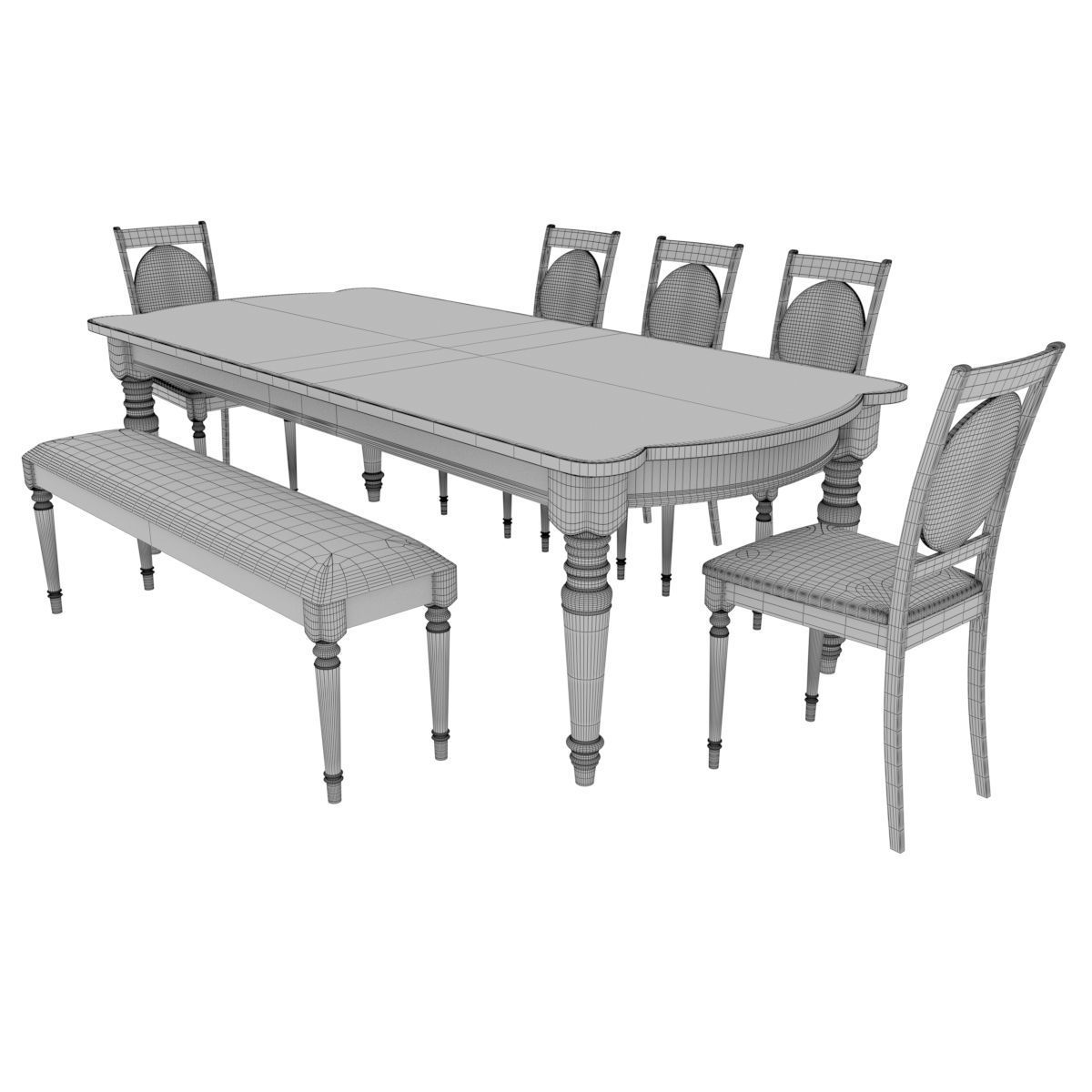 Dining set of classic design Mebel sky fiorenca table and chairs 3D model_6
