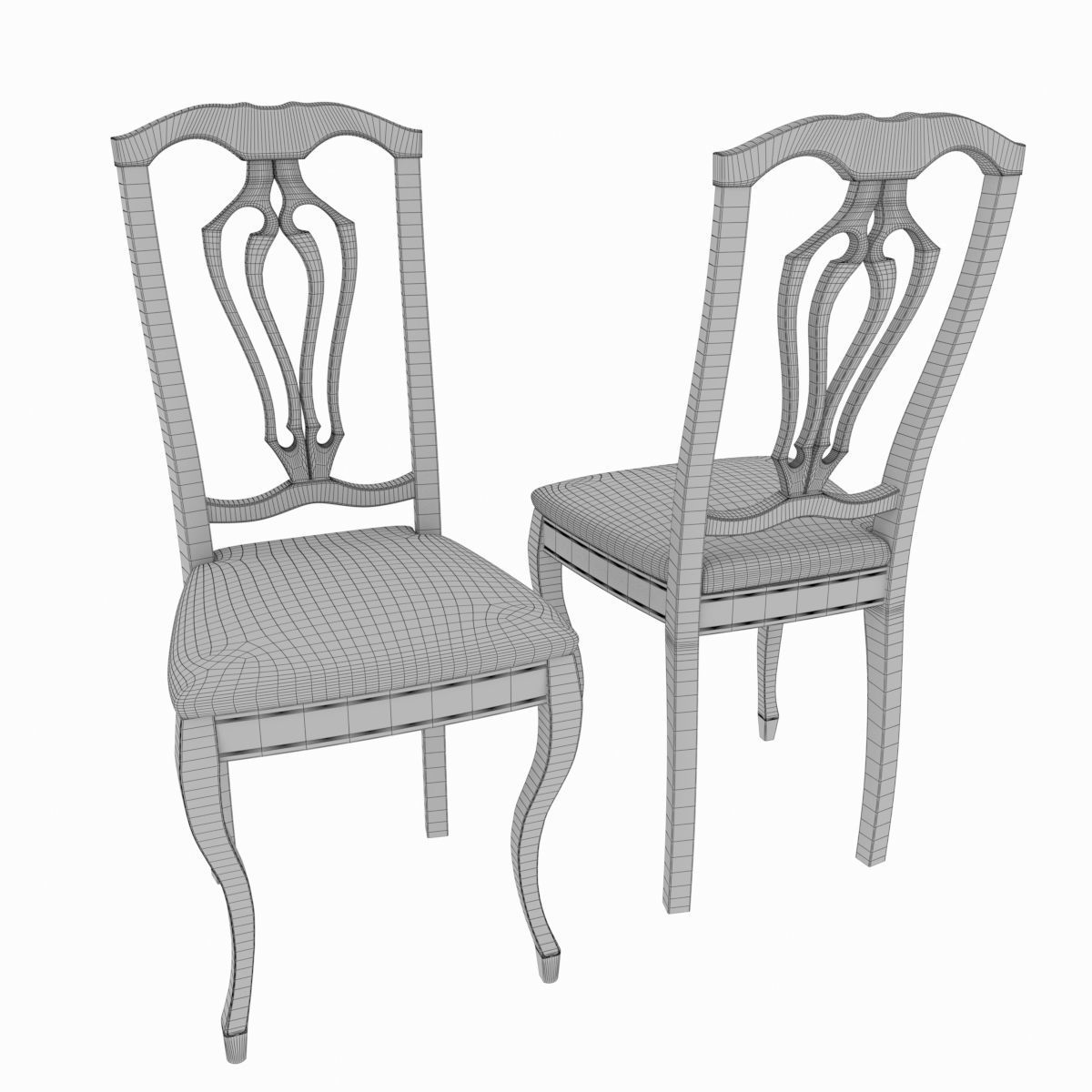 Dining set of classic design consisting of a table and chairs 3D model_7