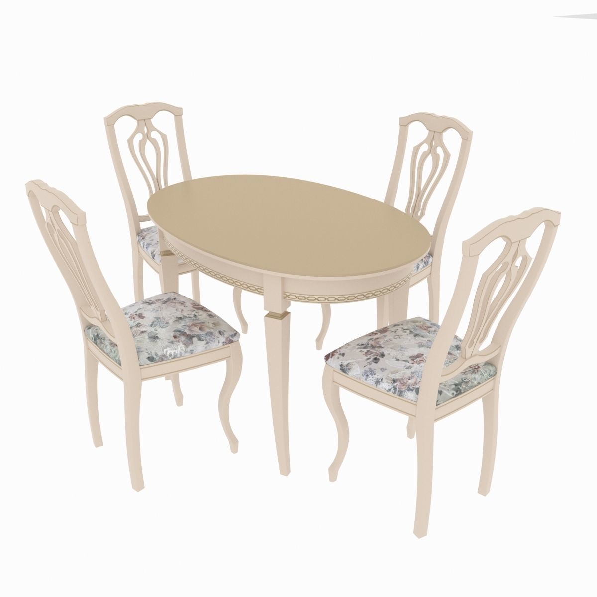 Dining set of classic design consisting of a table and chairs 3D model_2