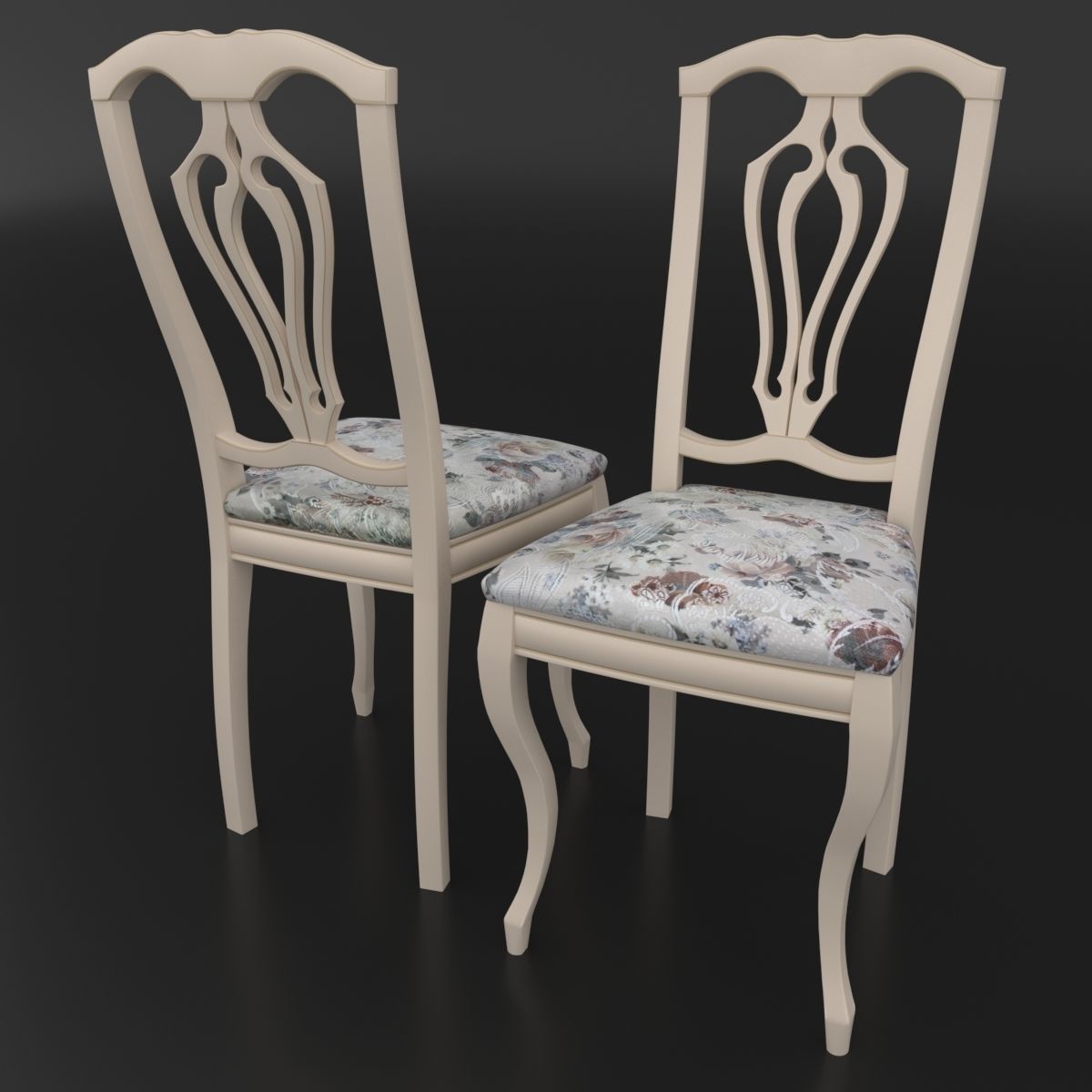 Dining set of classic design consisting of a table and chairs 3D model_1