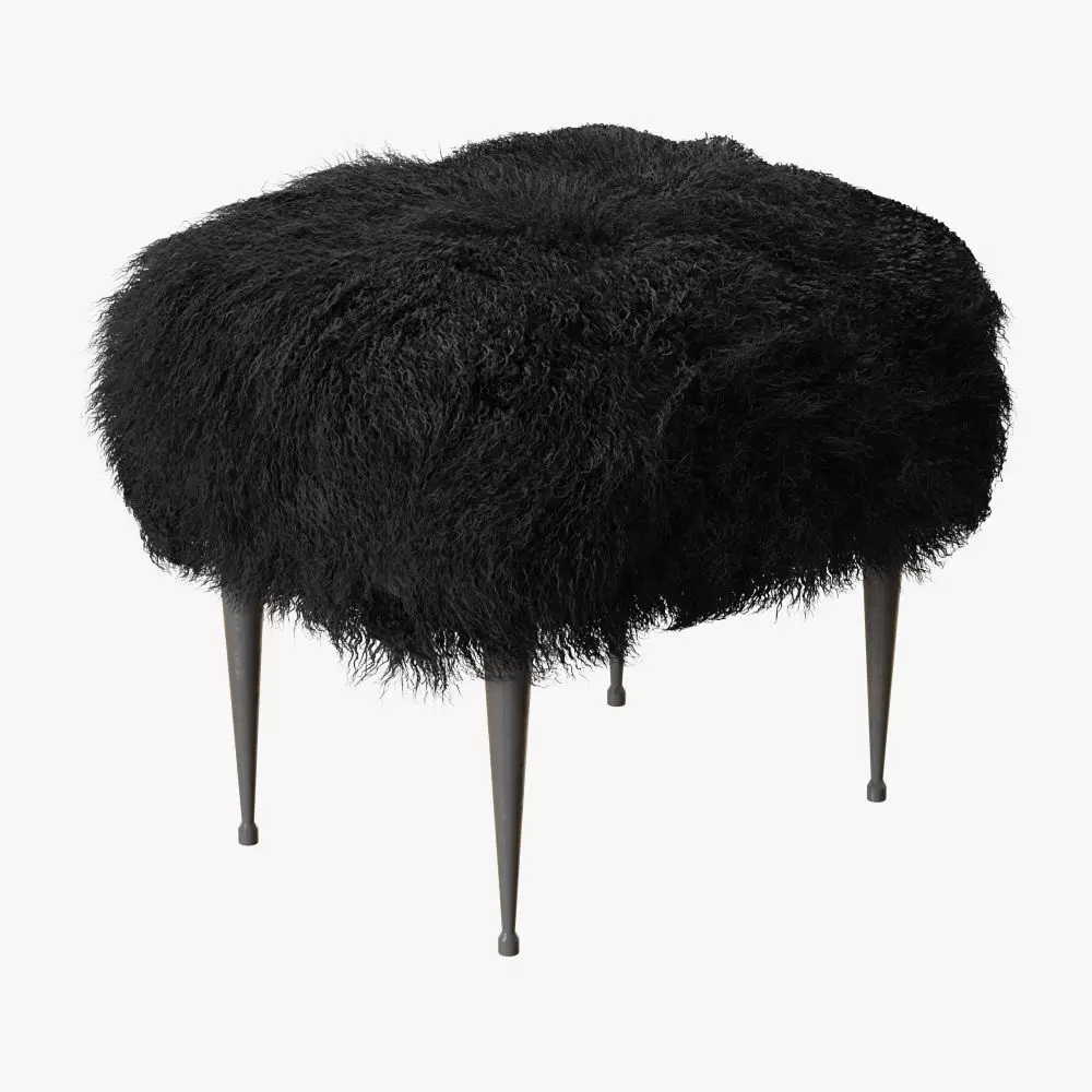 Mongolian Lamb Ottoman 3D model_0
