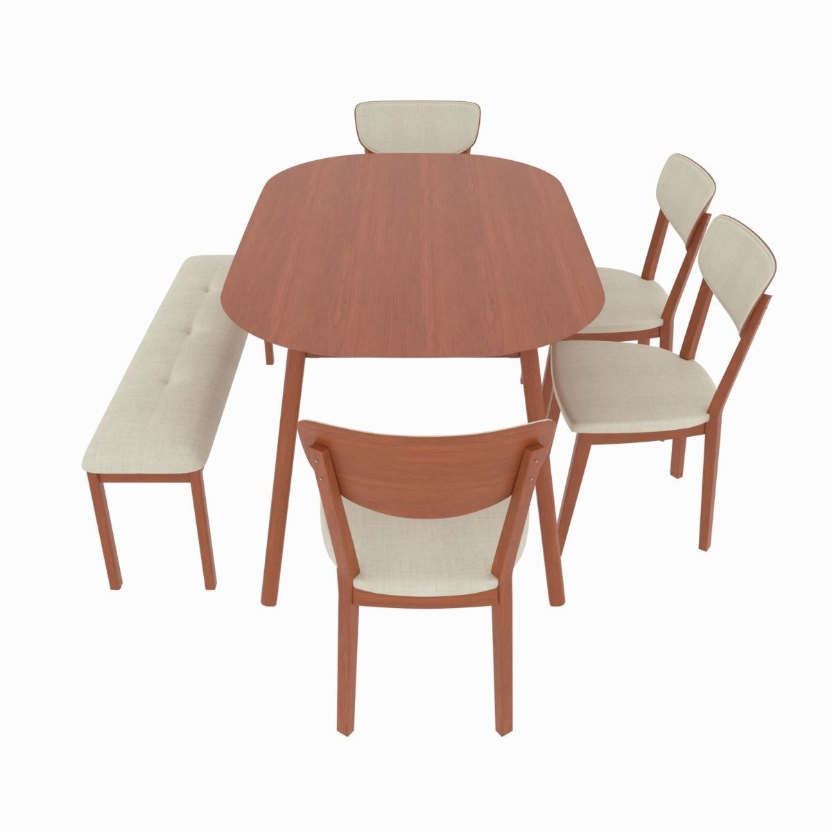 Dining set consisting of a table and chairs 3D model_7