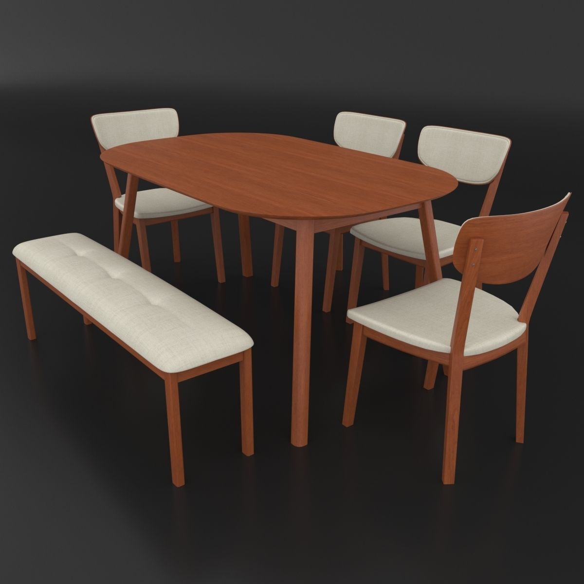 Dining set consisting of a table and chairs 3D model_4