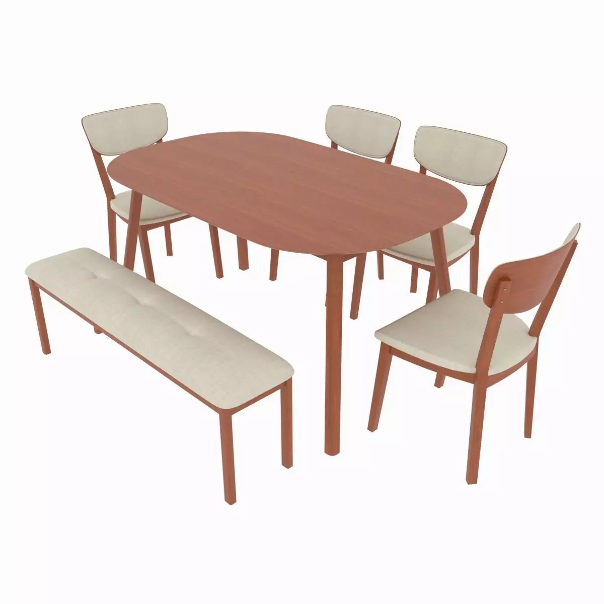 Dining set consisting of a table and chairs 3D model_0