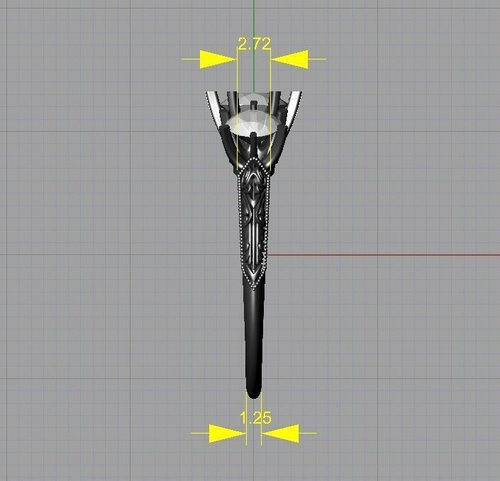 Art deco three stone ring 3D print model_8