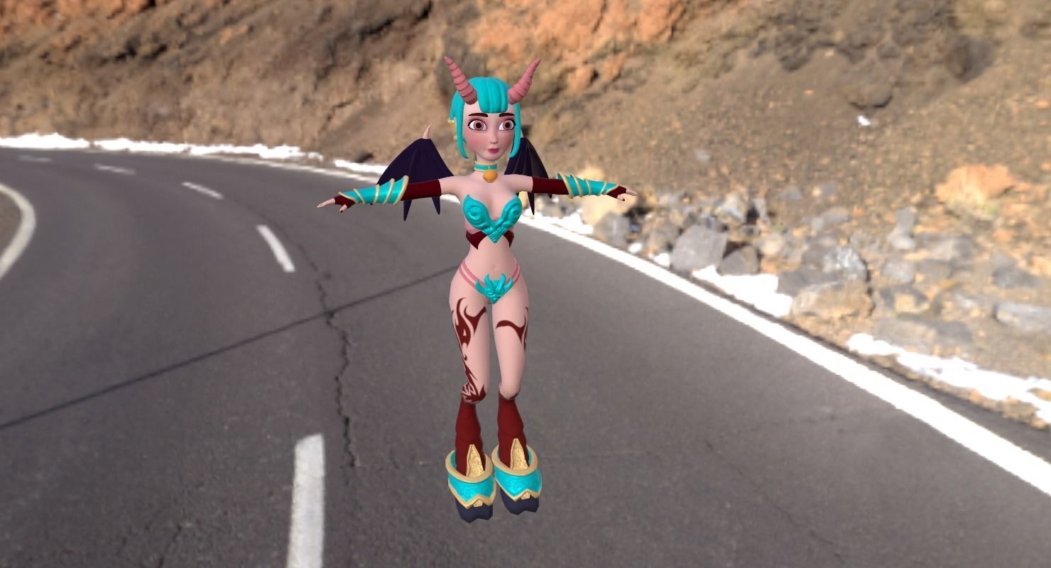 Succubus female character in bikini Low-poly 3D model_13