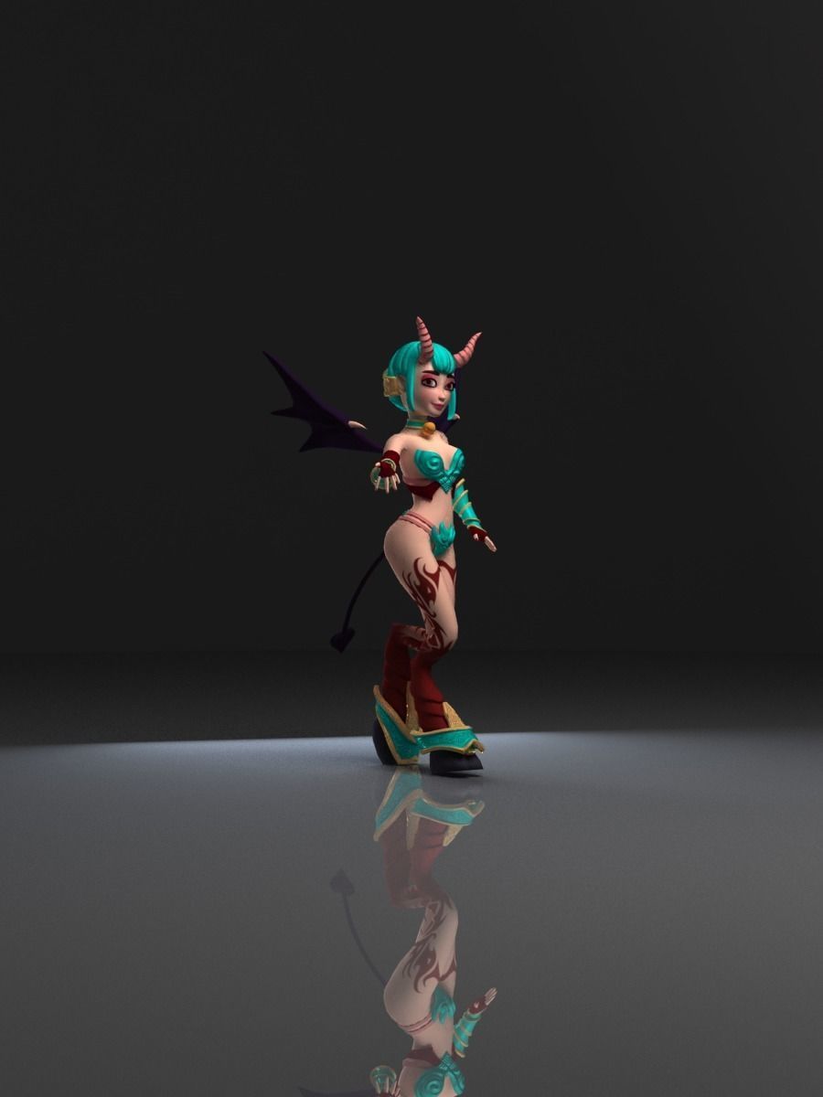 Succubus female character in bikini Low-poly 3D model_11
